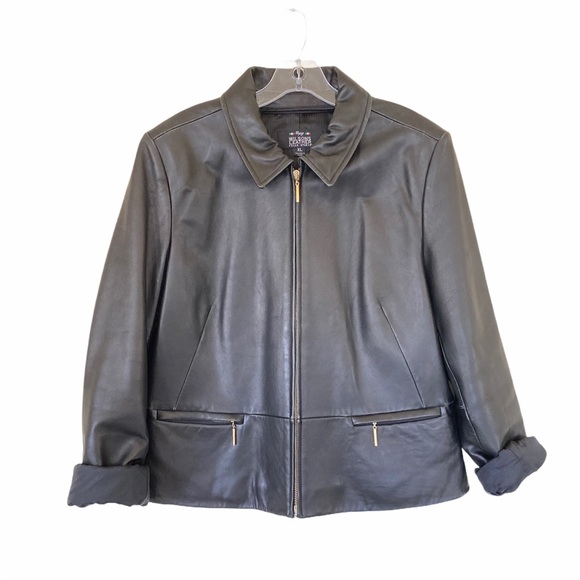 Wilsons Black Leather Jacket with Removable Lining Sz XL - Picture 4 of 16